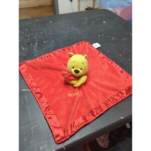 Disney Pooh Baby Lovey Blanket Red Rattle Security Blanket